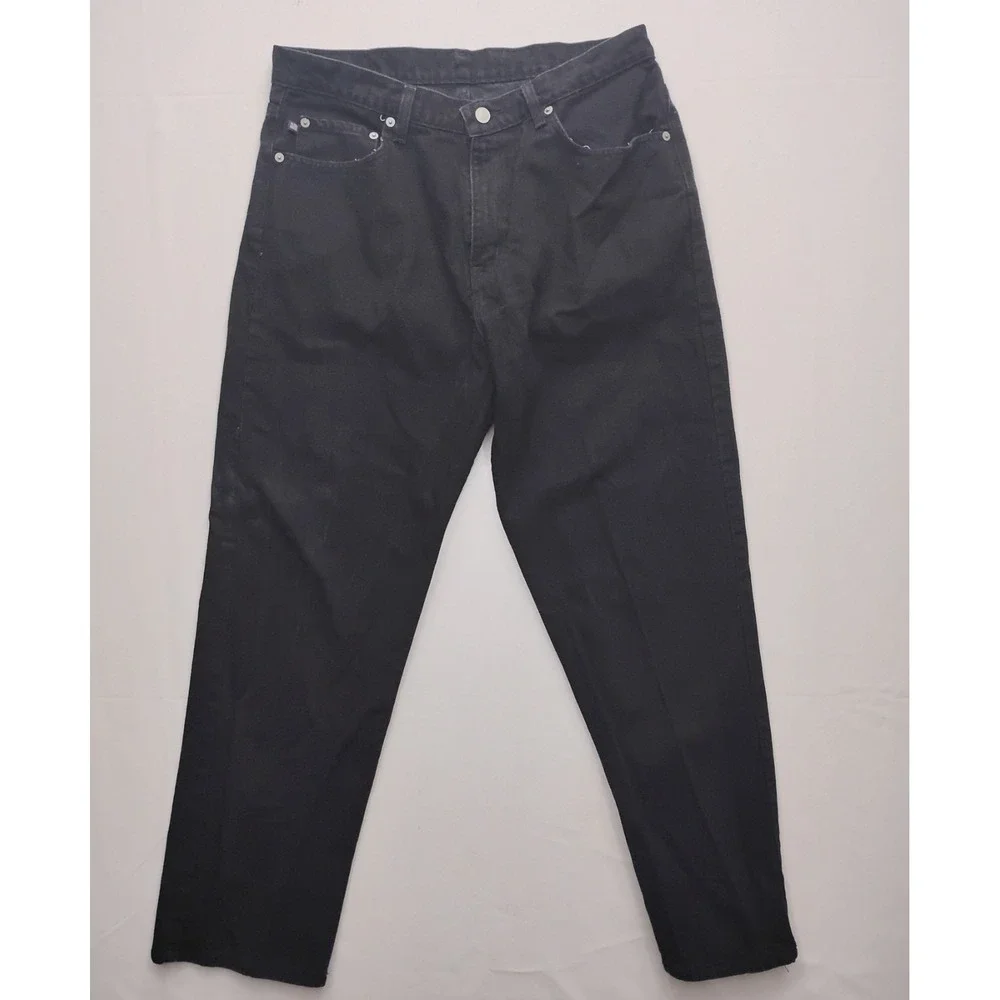 Polo Jeans Co Ralph Lauren Black Tapered Leg Jeans Vintage Relaxed 36x30